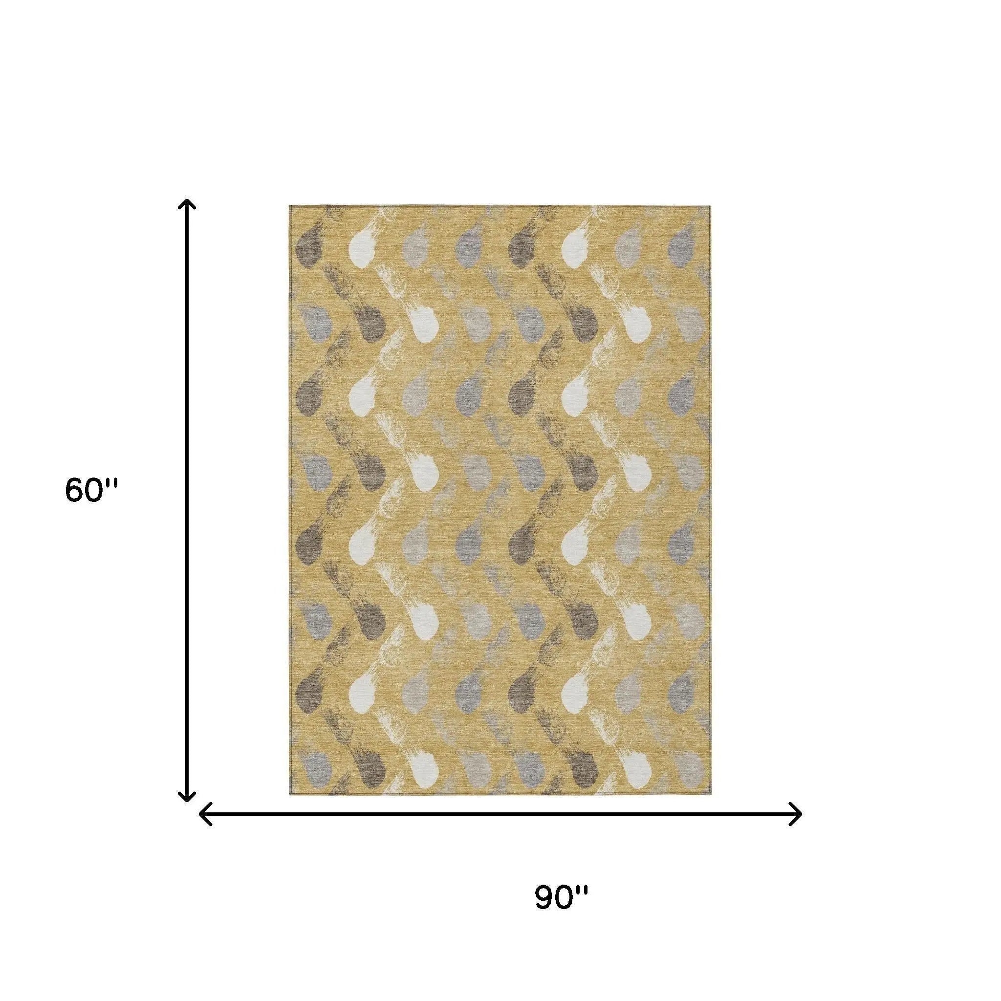 5' X 8' Gold And Beige Geometric Washable Indoor Outdoor Area Rug Homeroots Outdoor