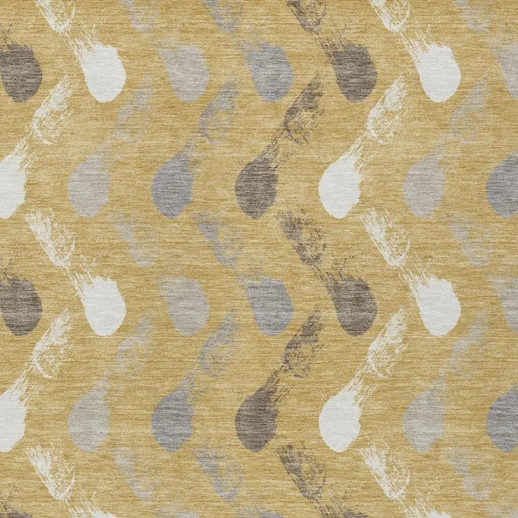 5' X 8' Gold And Beige Geometric Washable Indoor Outdoor Area Rug Homeroots Outdoor
