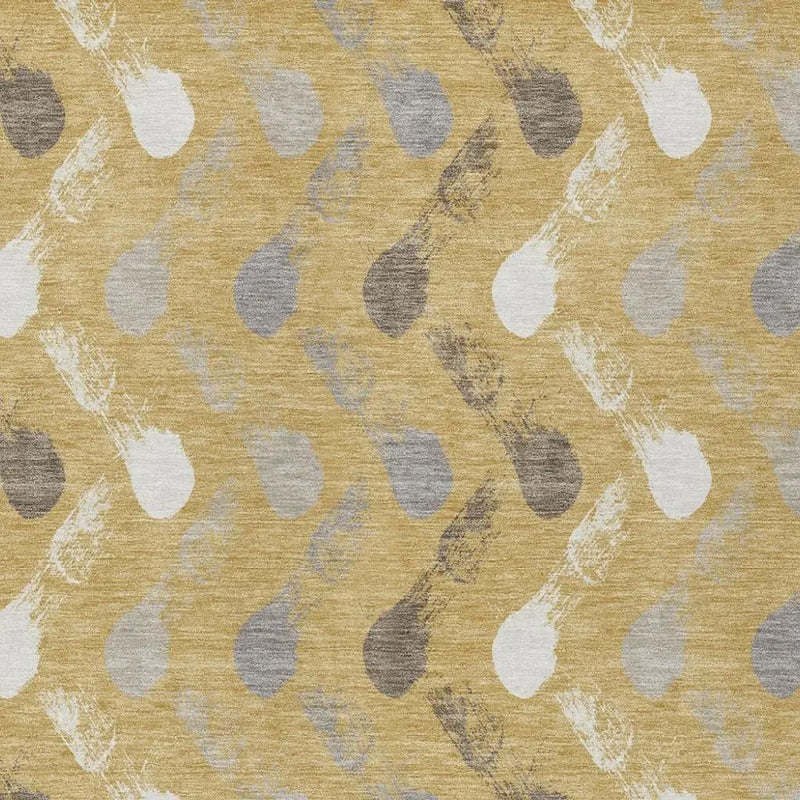 5' X 8' Gold And Beige Geometric Washable Indoor Outdoor Area Rug Homeroots Outdoor