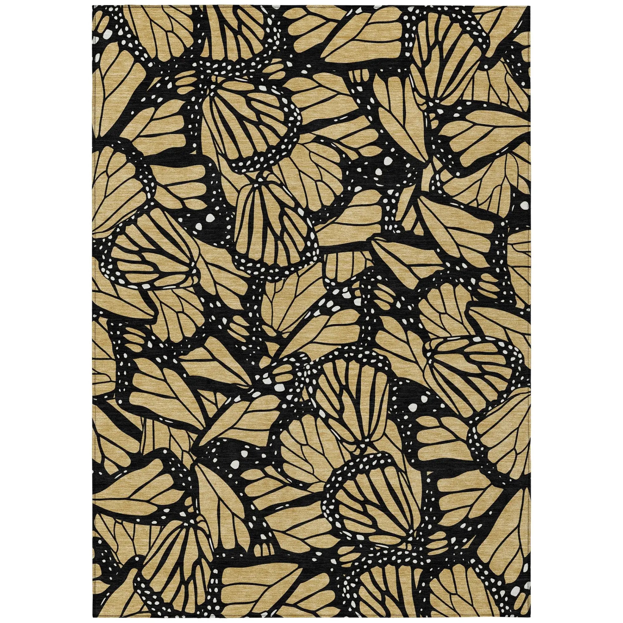 5' X 8' Gold And Black Animal Print Washable Indoor Outdoor Area Rug Homeroots Outdoor