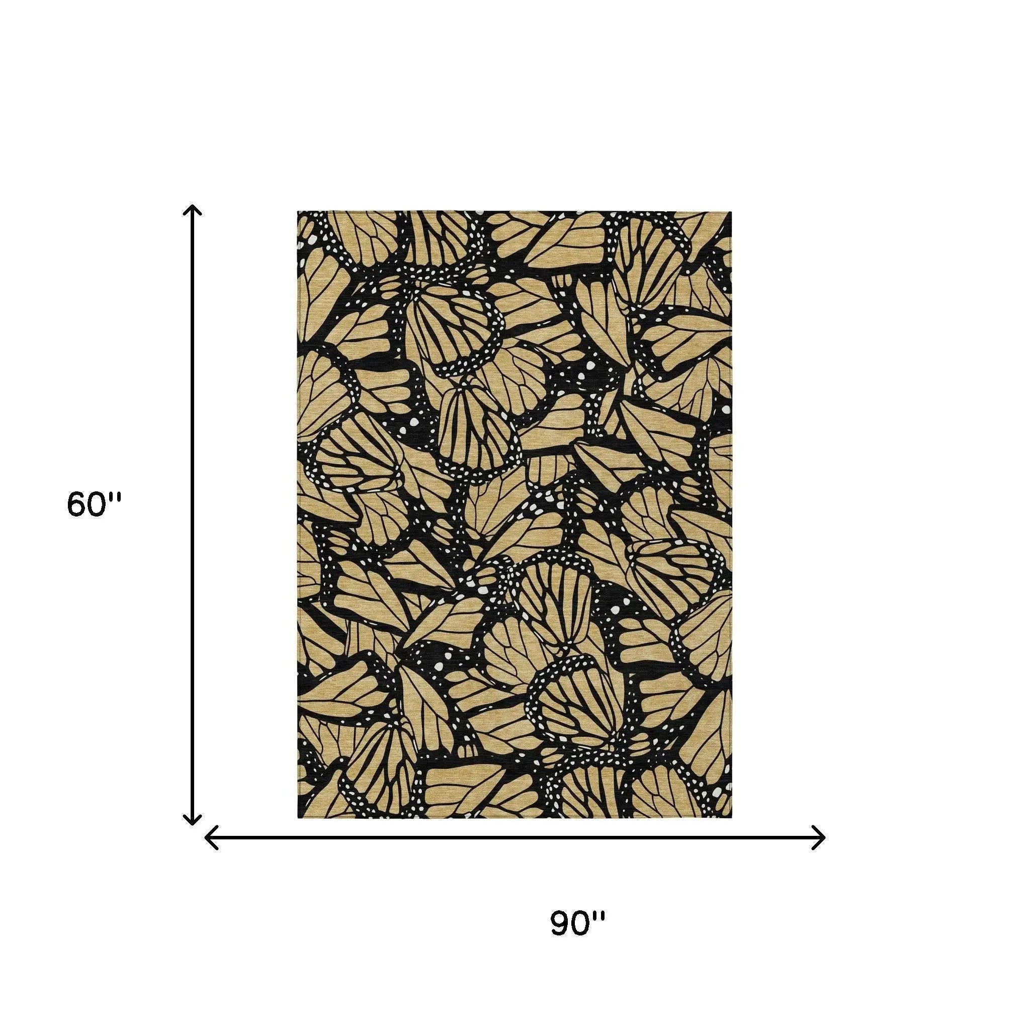 5' X 8' Gold And Black Animal Print Washable Indoor Outdoor Area Rug Homeroots Outdoor