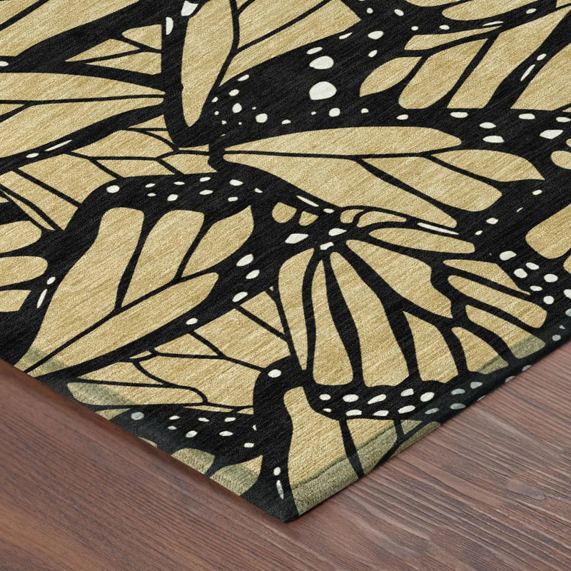 5' X 8' Gold And Black Animal Print Washable Indoor Outdoor Area Rug Homeroots Outdoor