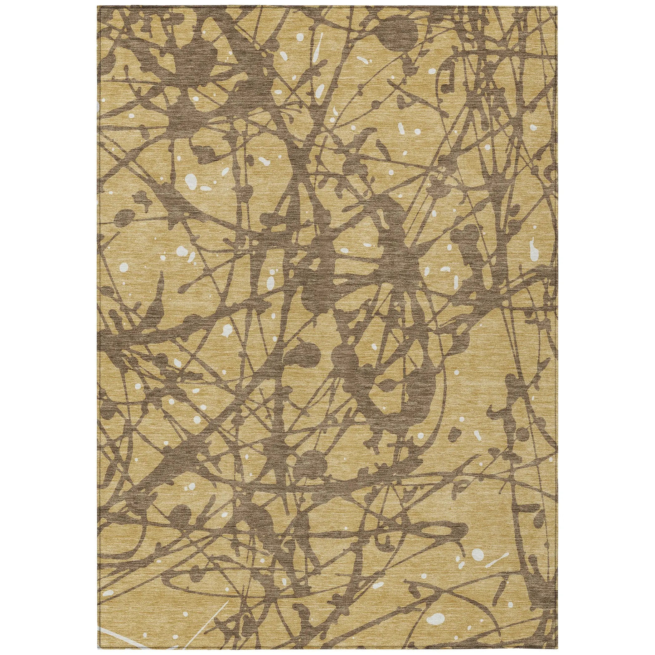 5' X 8' Gold And Brown Abstract Washable Indoor Outdoor Area Rug Homeroots Outdoor