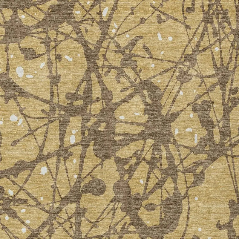5' X 8' Gold And Brown Abstract Washable Indoor Outdoor Area Rug Homeroots Outdoor