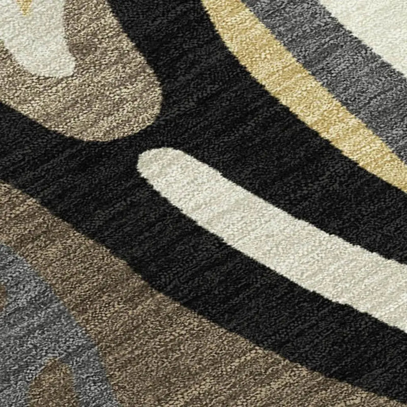 5' X 8' Gold And Brown Abstract Washable Indoor Outdoor Area Rug Homeroots Outdoor