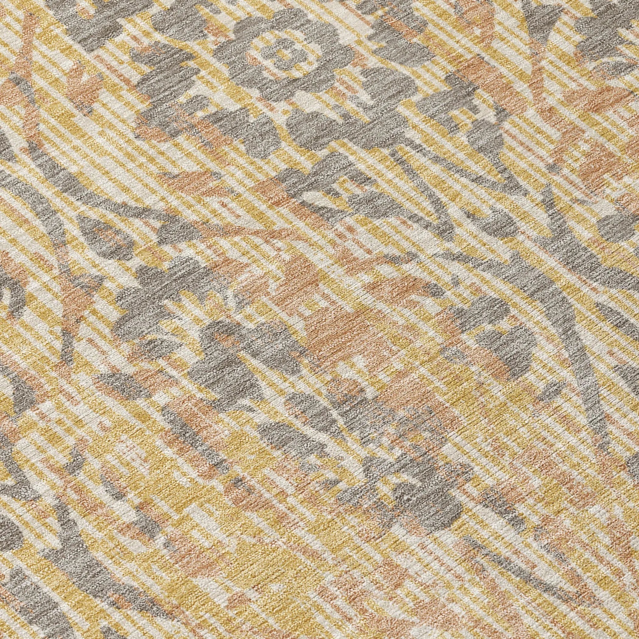 5' X 8' Gold And Brown Damask Washable Indoor Outdoor Area Rug Homeroots Outdoor