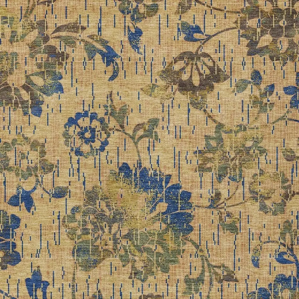 5' X 8' Gold And Brown Floral Washable Indoor Outdoor Area Rug Homeroots Outdoor
