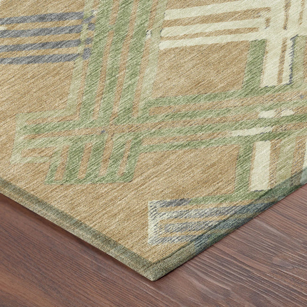 5' X 8' Gold And Brown Geometric Washable Indoor Outdoor Area Rug Homeroots Outdoor