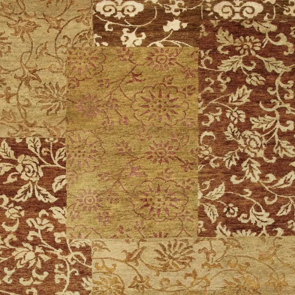 5' X 8' Gold And Brown Patchwork Hand Knotted Area Rug Homeroots Home Decor
