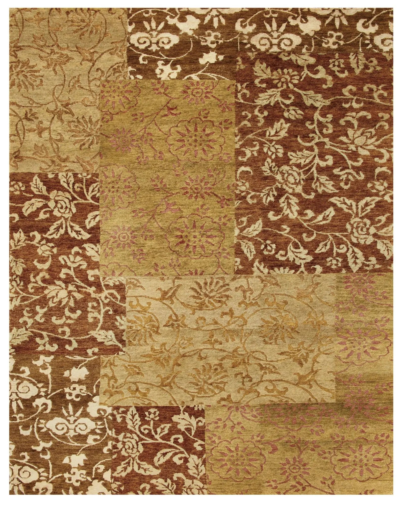 5' X 8' Gold And Brown Patchwork Hand Knotted Area Rug Homeroots Home Decor