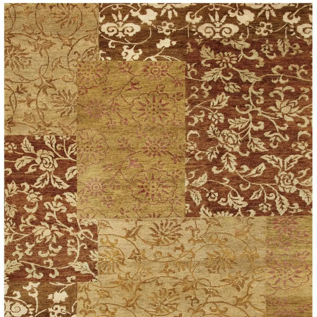 5' X 8' Gold And Brown Patchwork Hand Knotted Area Rug Homeroots Home Decor