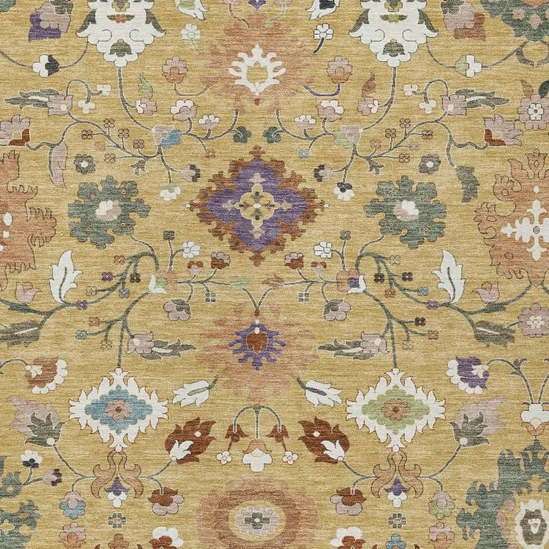5' X 8' Gold And Copper Floral Medallion Washable Indoor Outdoor Area Rug Homeroots Outdoor