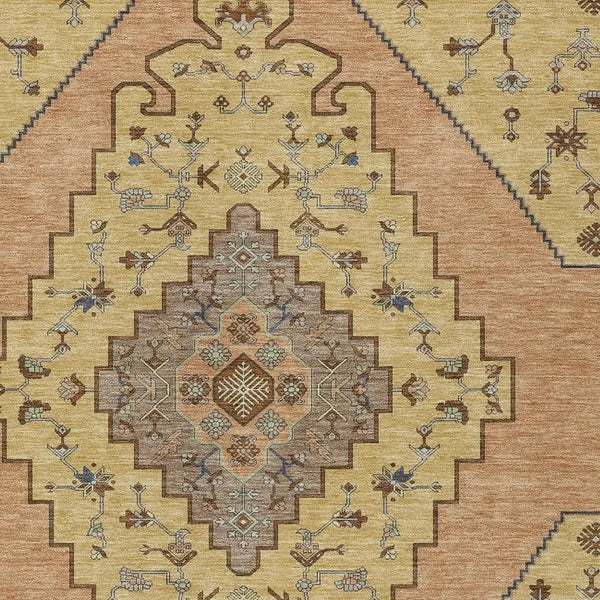5' X 8' Gold And Copper Geometric Washable Indoor Outdoor Area Rug Homeroots Outdoor