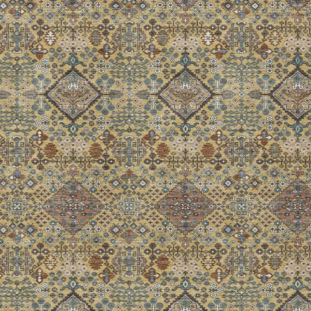 5' X 8' Gold And Copper Geometric Washable Indoor Outdoor Area Rug Homeroots Outdoor