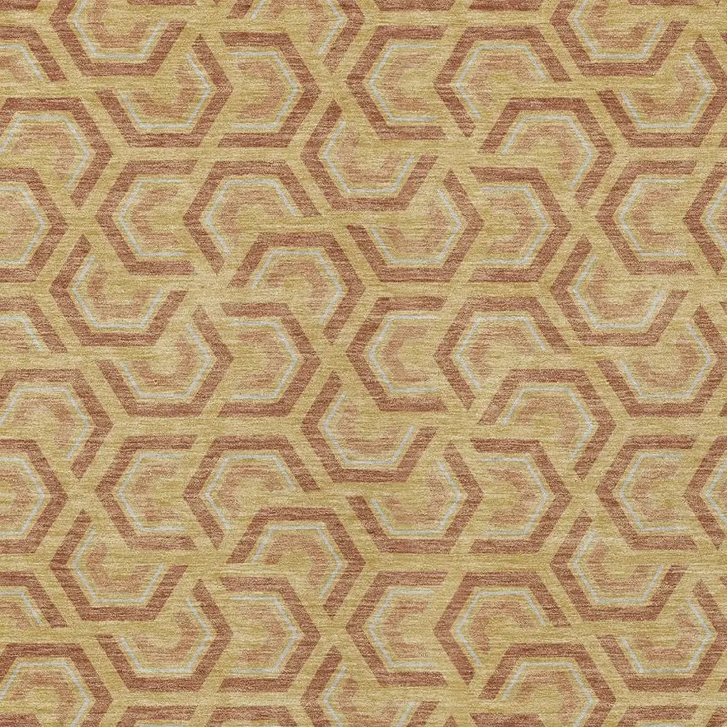 5' X 8' Gold And Copper Geometric Washable Indoor Outdoor Area Rug Homeroots Outdoor