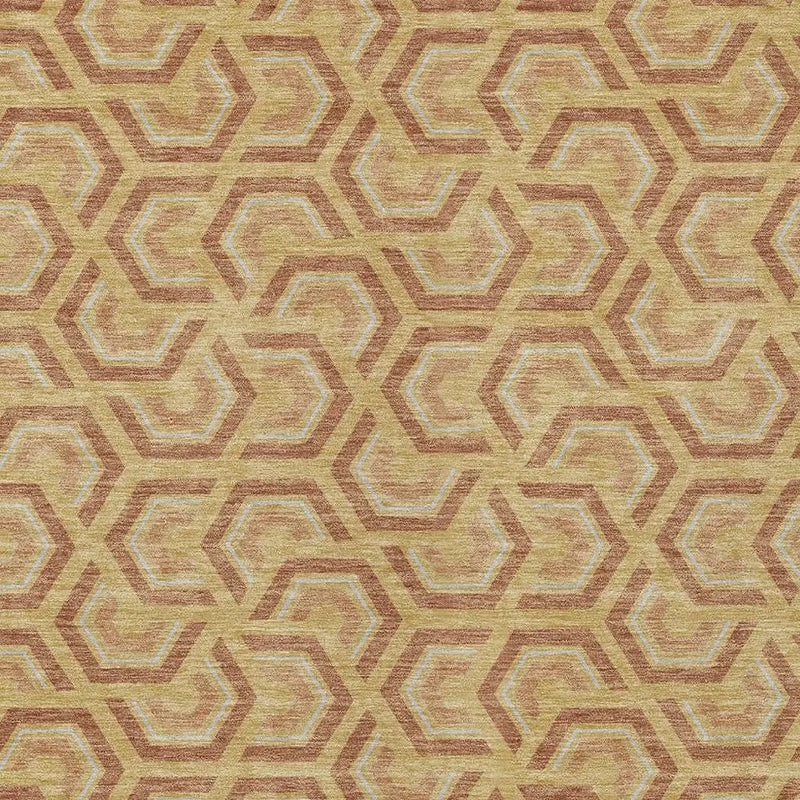 5' X 8' Gold And Copper Geometric Washable Indoor Outdoor Area Rug Homeroots Outdoor