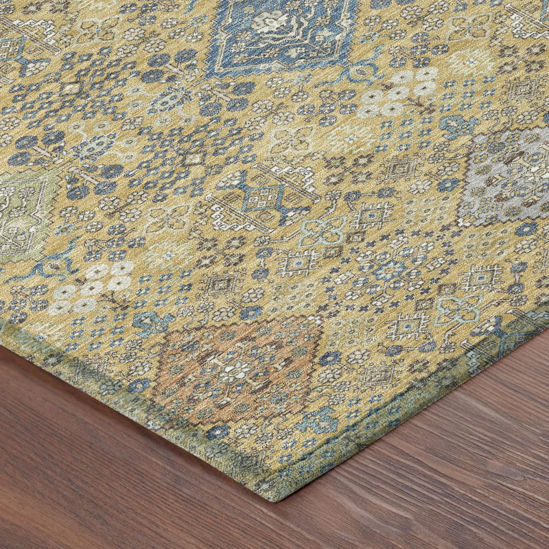 5' X 8' Gold And Copper Oriental Washable Indoor Outdoor Area Rug Homeroots Outdoor