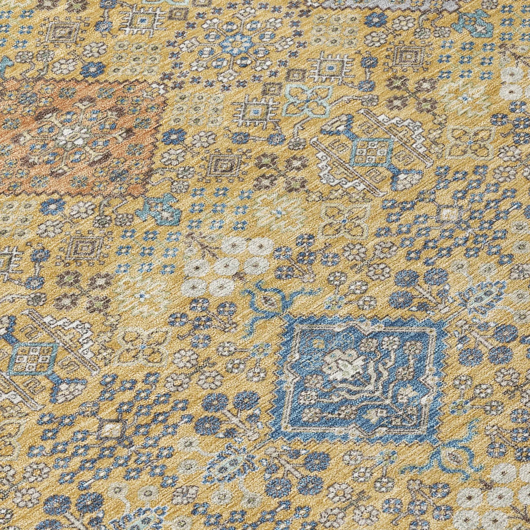 5' X 8' Gold And Copper Oriental Washable Indoor Outdoor Area Rug Homeroots Outdoor