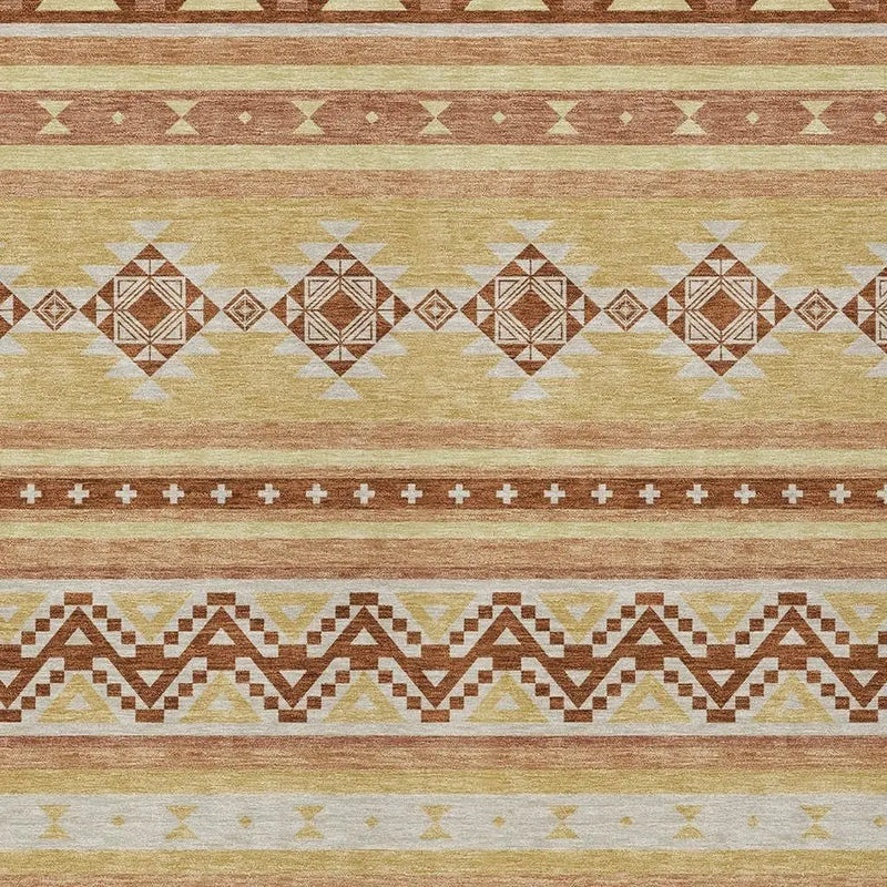 5' X 8' Gold And Copper Southwestern Washable Indoor Outdoor Area Rug Homeroots Outdoor