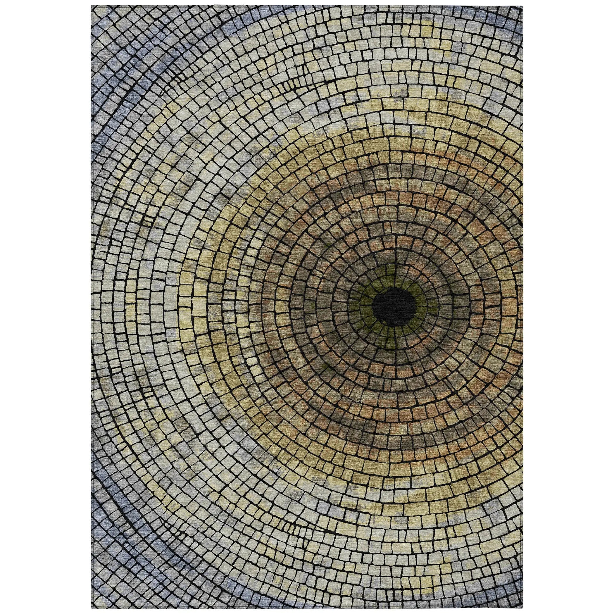 5' X 8' Gold And Gray Geometric Washable Indoor Outdoor Area Rug Homeroots Outdoor