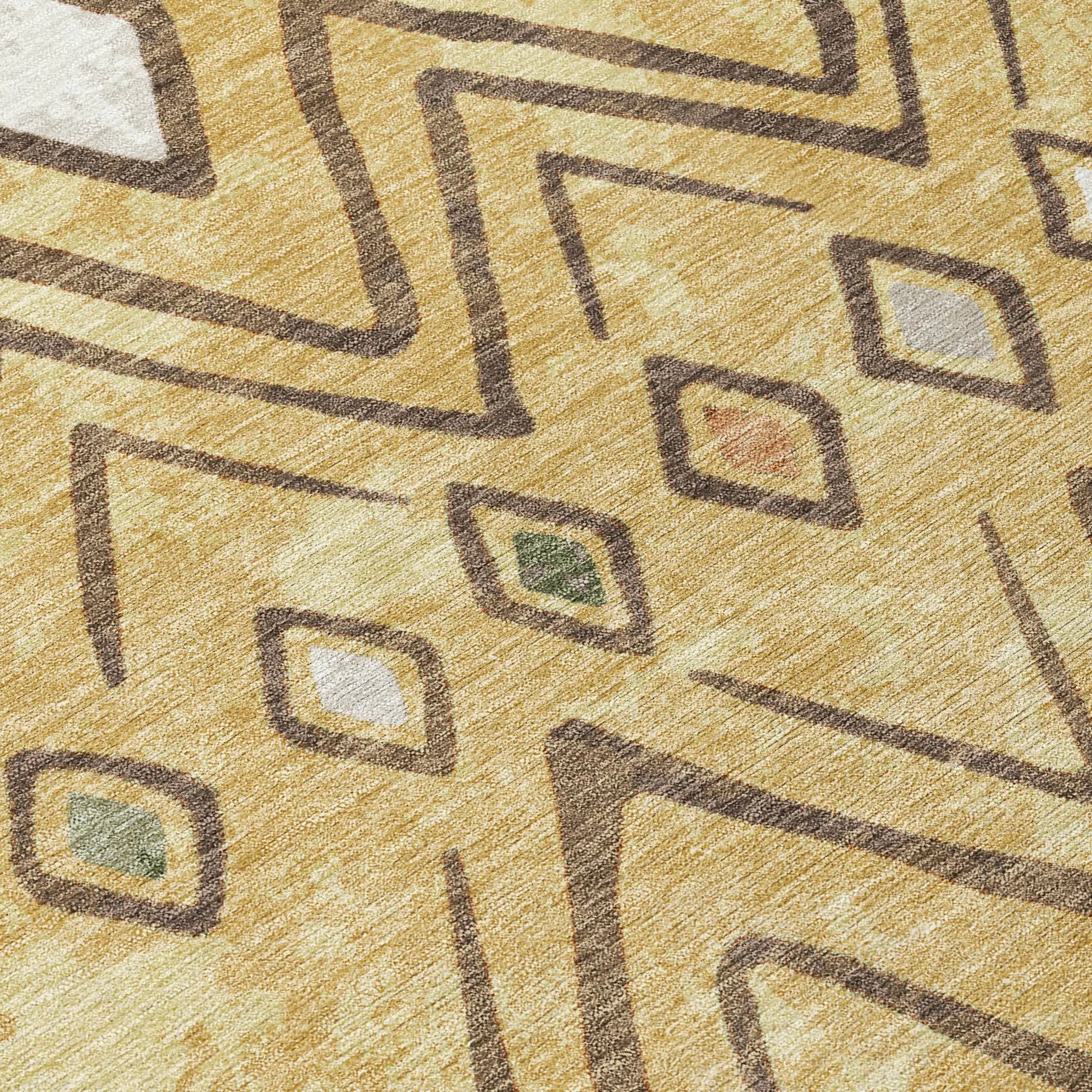 5' X 8' Gold And Green Geometric Washable Indoor Outdoor Area Rug Homeroots Outdoor