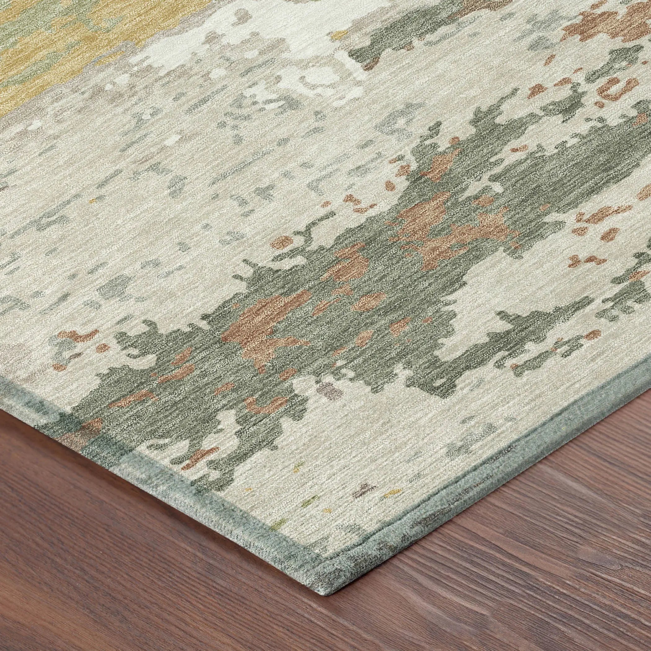 5' X 8' Gold And Ivory Abstract Washable Indoor Outdoor Area Rug Homeroots Outdoor