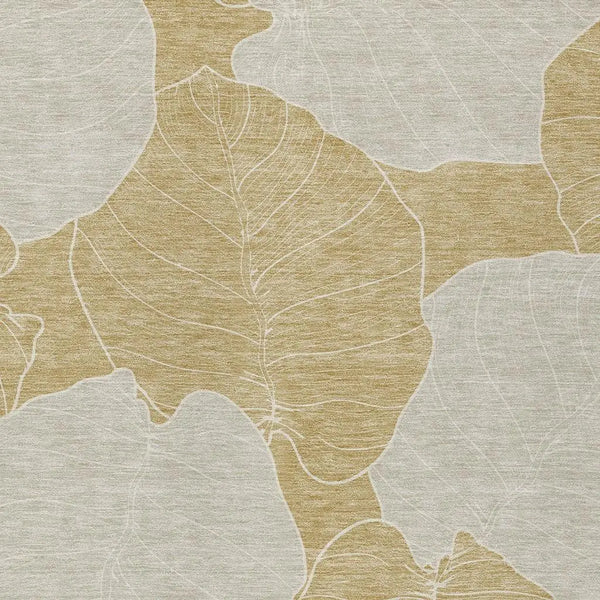 5' X 8' Gold And Ivory Floral Washable Indoor Outdoor Area Rug Homeroots Outdoor