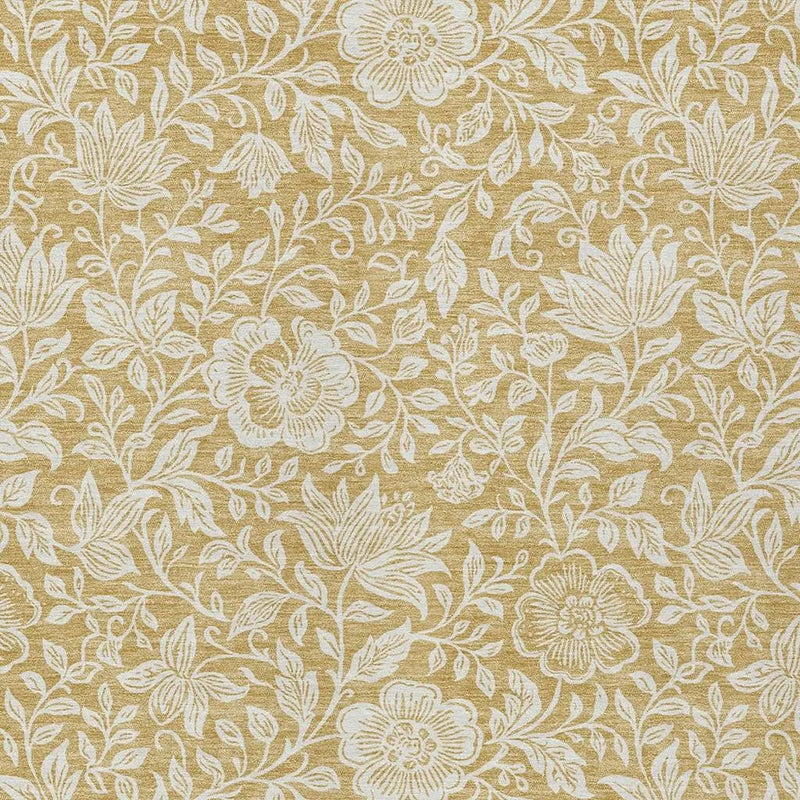 5' X 8' Gold And Ivory Floral Washable Indoor Outdoor Area Rug Homeroots Outdoor