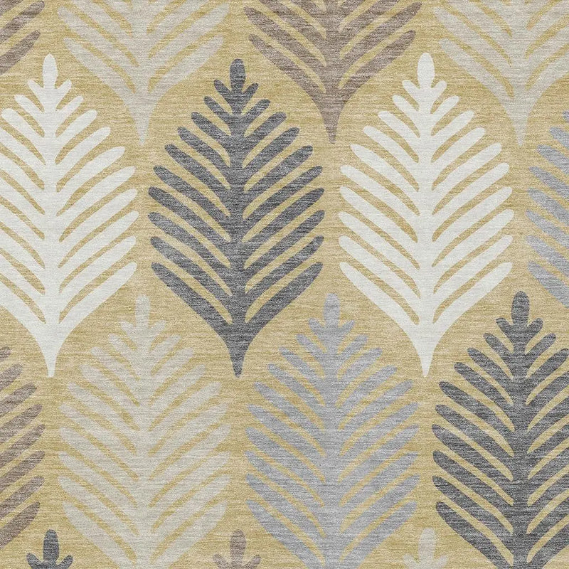 5' X 8' Gold And Ivory Floral Washable Indoor Outdoor Area Rug Homeroots Outdoor