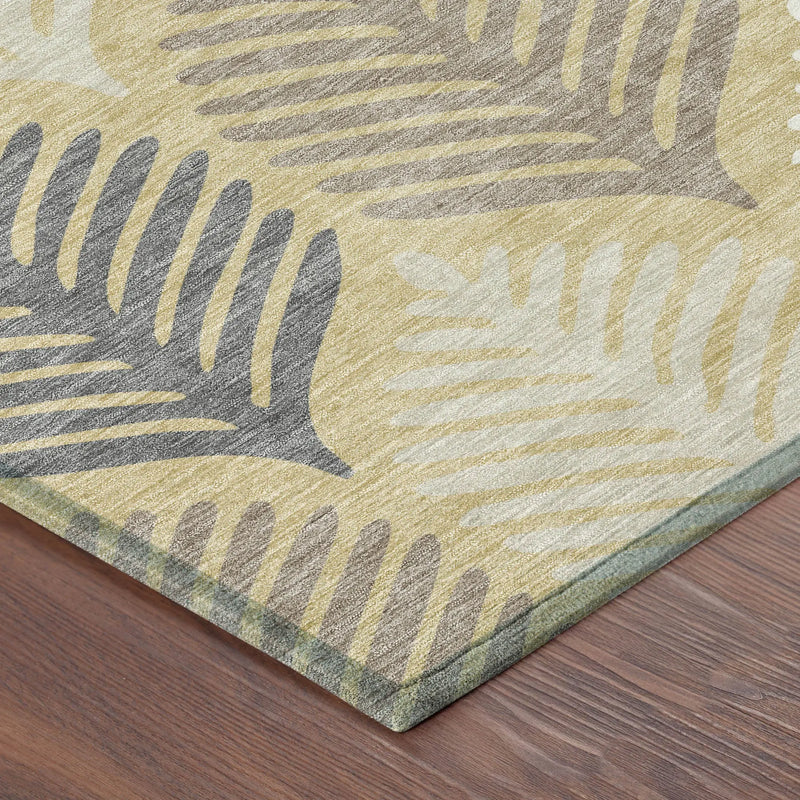 5' X 8' Gold And Ivory Floral Washable Indoor Outdoor Area Rug Homeroots Outdoor
