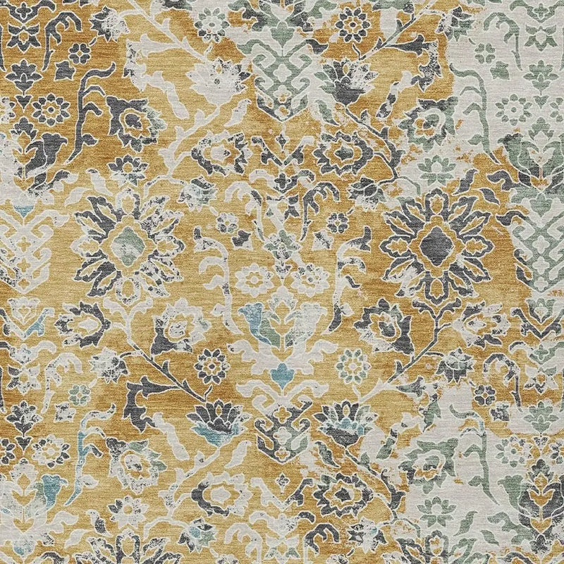 5' X 8' Gold And Ivory Geometric Washable Indoor Outdoor Area Rug Homeroots Outdoor
