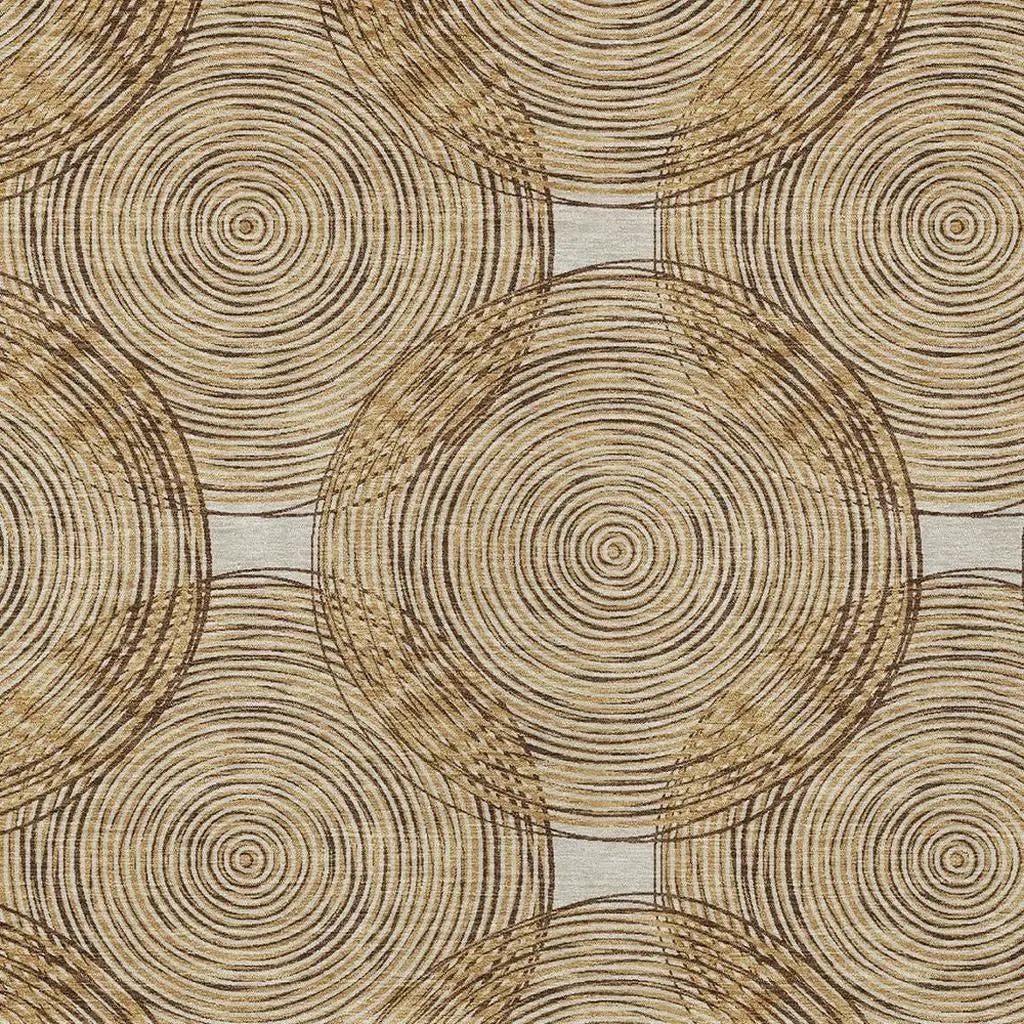 5' X 8' Gold And Ivory Geometric Washable Indoor Outdoor Area Rug Homeroots Outdoor