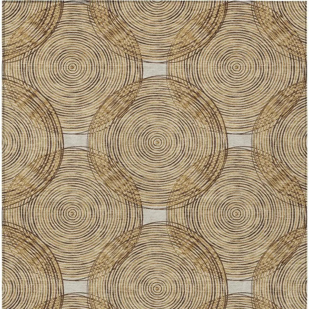 5' X 8' Gold And Ivory Geometric Washable Indoor Outdoor Area Rug Homeroots Outdoor