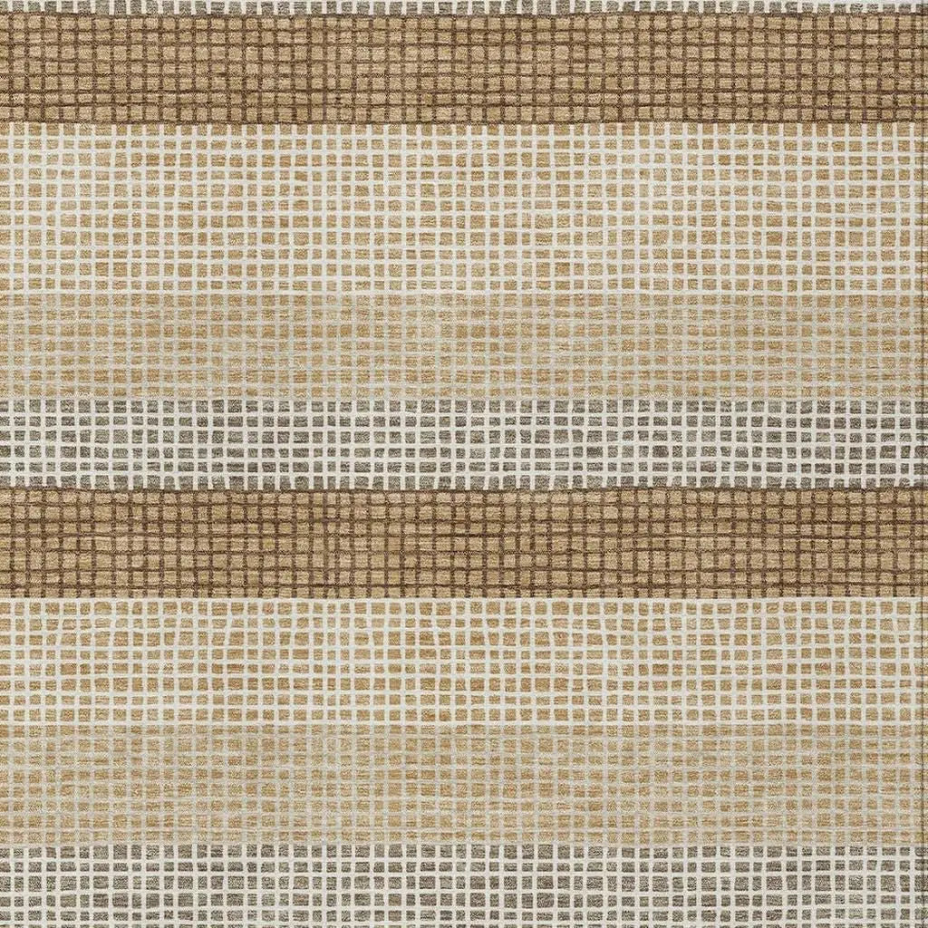 5' X 8' Gold And Ivory Striped Washable Indoor Outdoor Area Rug Homeroots Outdoor