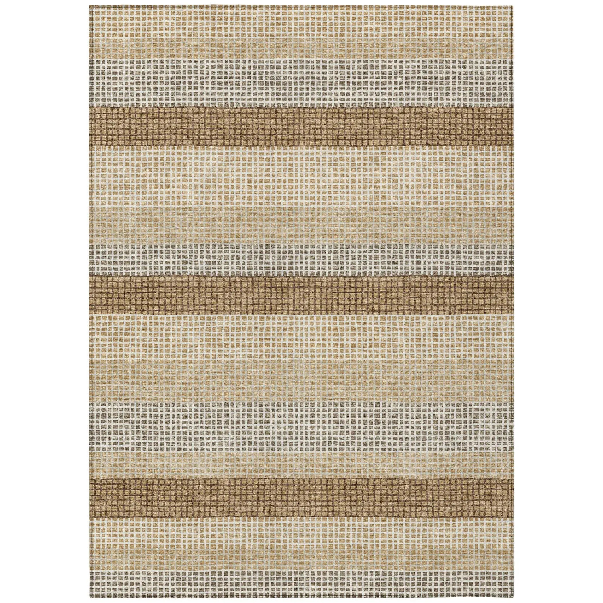 5' X 8' Gold And Ivory Striped Washable Indoor Outdoor Area Rug Homeroots Outdoor