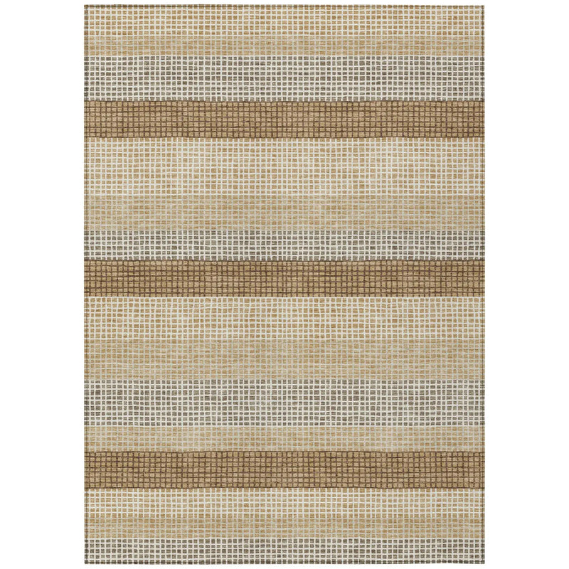 5' X 8' Gold And Ivory Striped Washable Indoor Outdoor Area Rug Homeroots Outdoor
