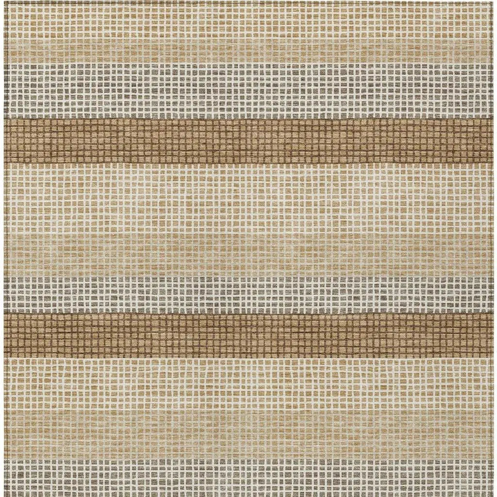 5' X 8' Gold And Ivory Striped Washable Indoor Outdoor Area Rug Homeroots Outdoor