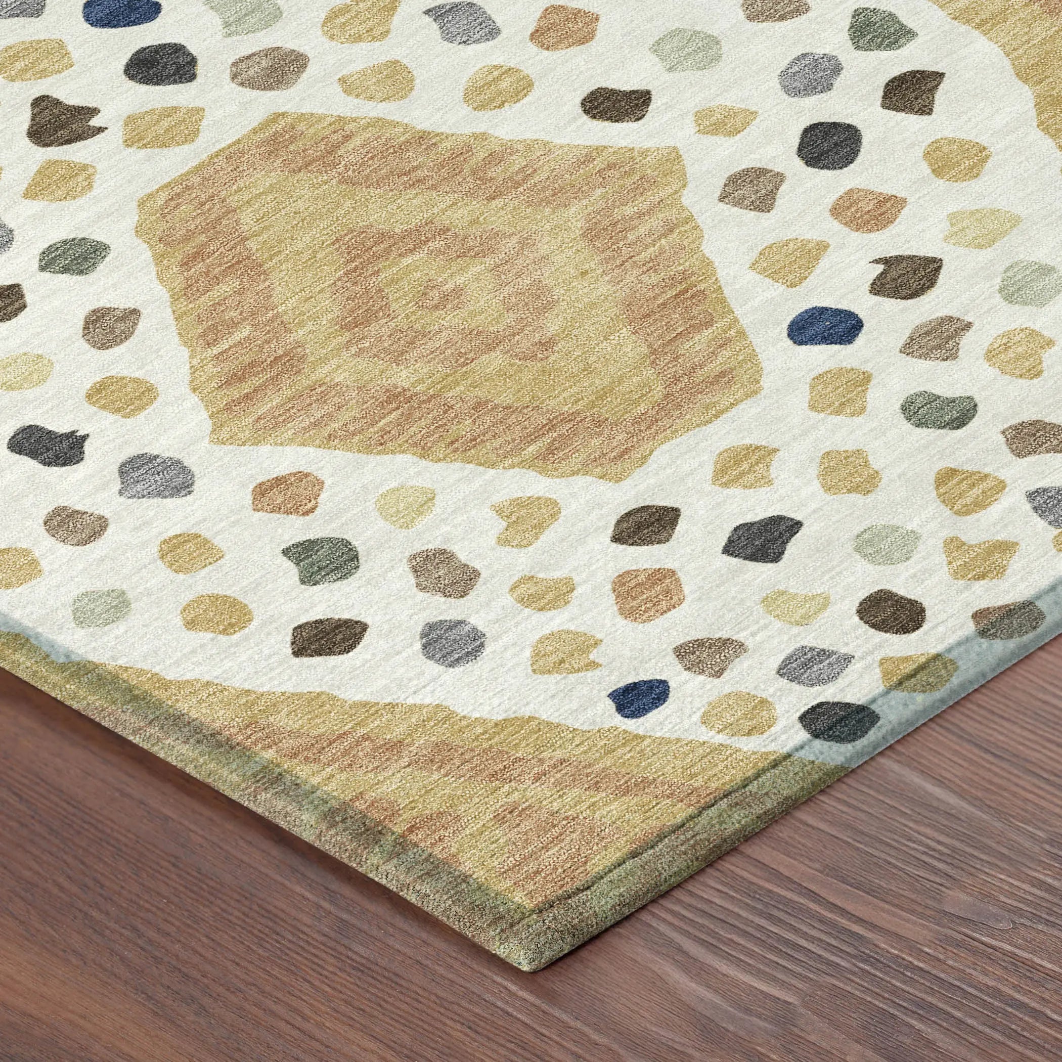 5' X 8' Gold And Ivory Tribal Washable Indoor Outdoor Area Rug Homeroots Outdoor