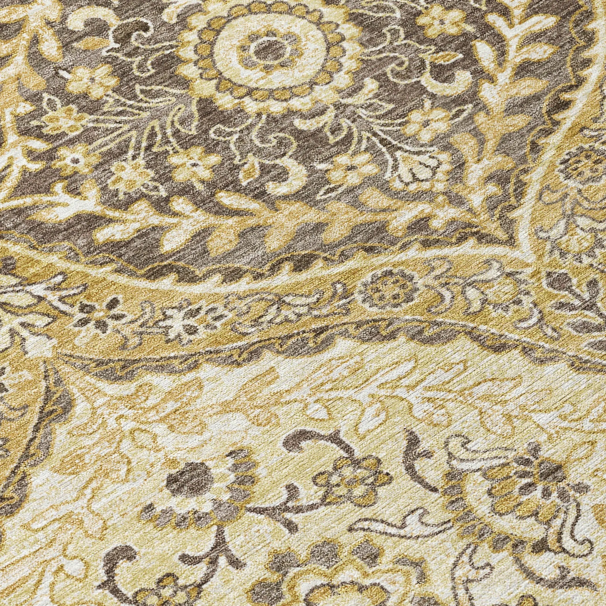 5' X 8' Gold And Khaki Ogee Washable Indoor Outdoor Area Rug Homeroots Outdoor