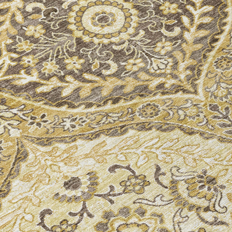 5' X 8' Gold And Khaki Ogee Washable Indoor Outdoor Area Rug Homeroots Outdoor