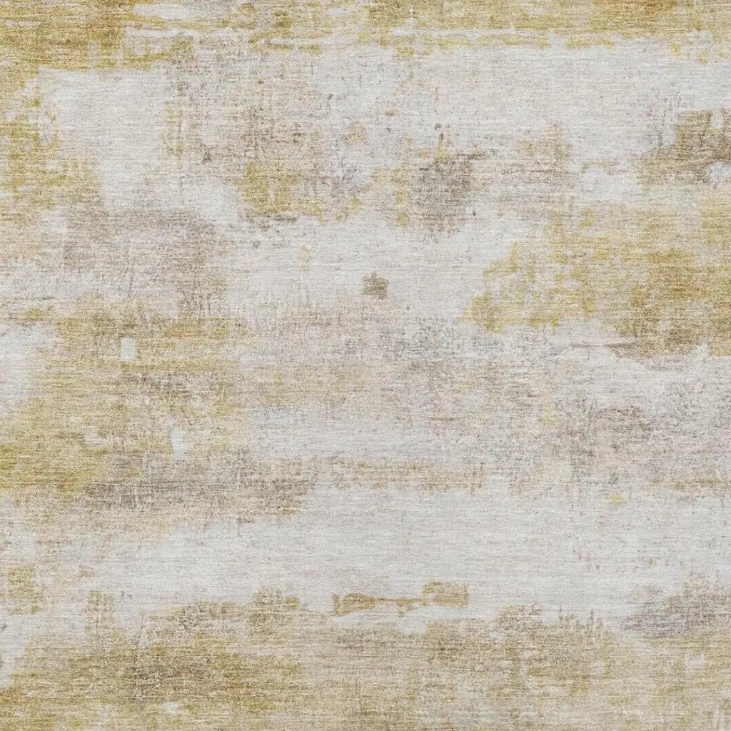 5' X 8' Gold And Linen Abstract Washable Indoor Outdoor Area Rug Homeroots Outdoor