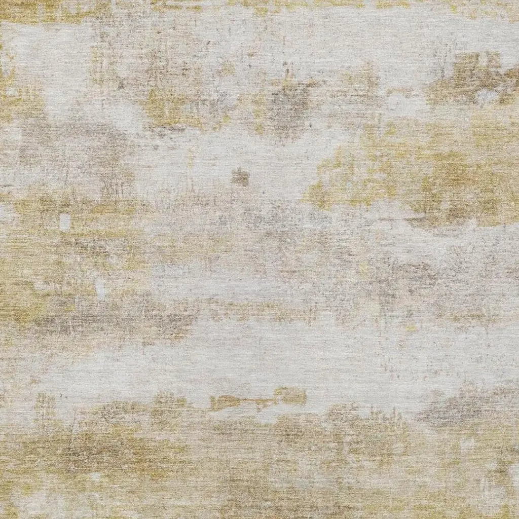 5' X 8' Gold And Linen Abstract Washable Indoor Outdoor Area Rug Homeroots Outdoor