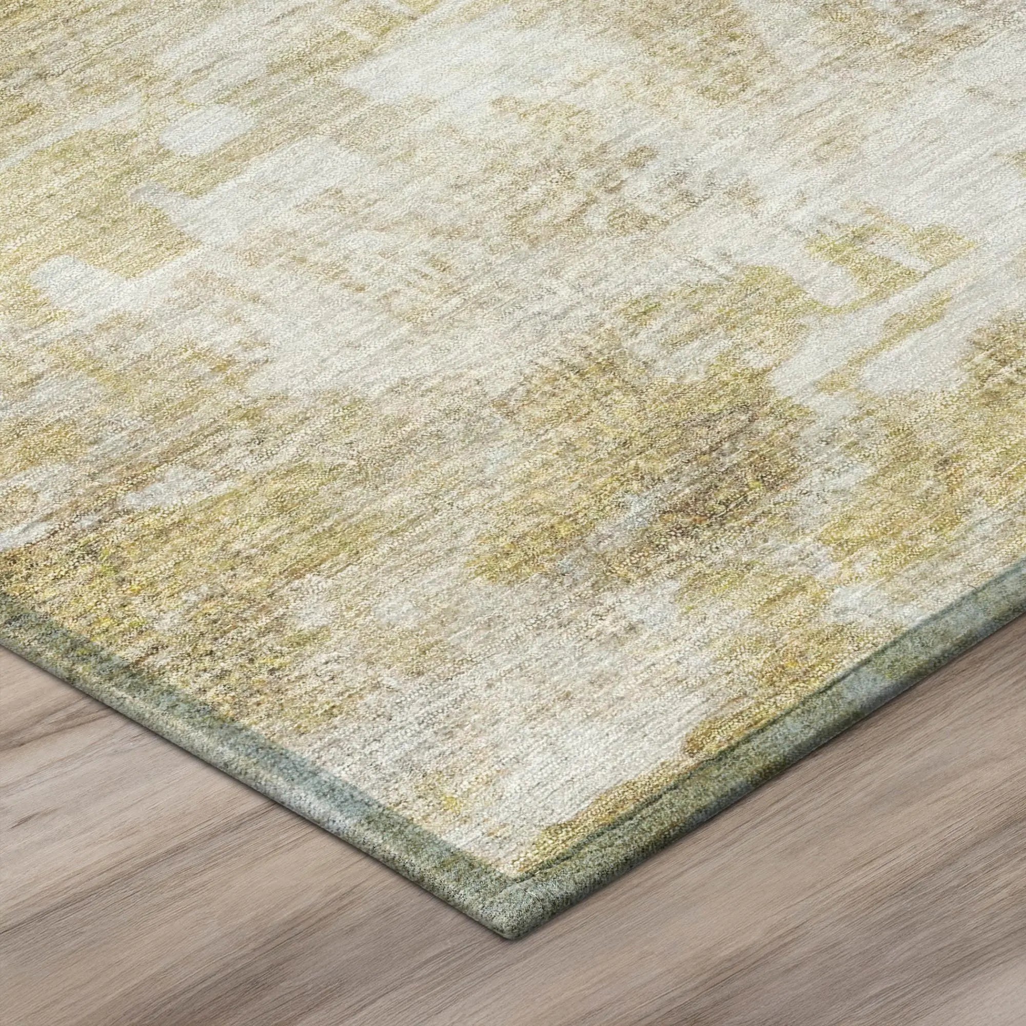 5' X 8' Gold And Linen Abstract Washable Indoor Outdoor Area Rug Homeroots Outdoor