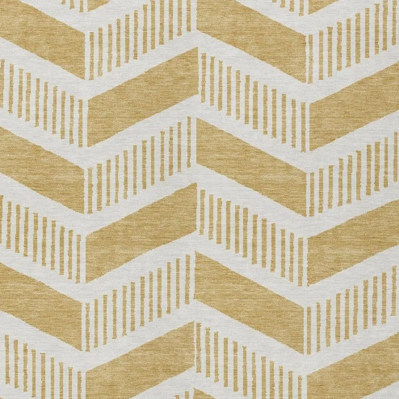 5' X 8' Gold And Linen Geometric Washable Indoor Outdoor Area Rug Homeroots Outdoor