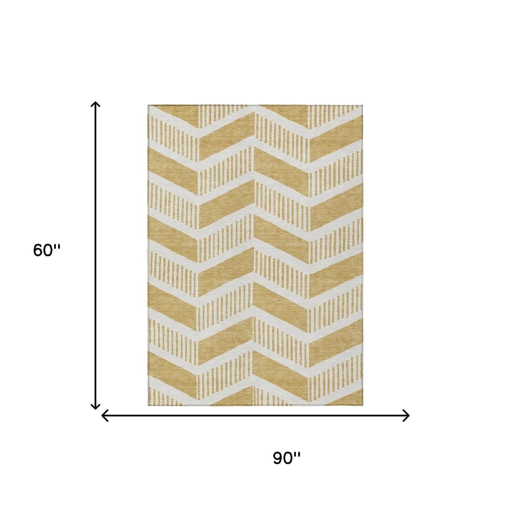 5' X 8' Gold And Linen Geometric Washable Indoor Outdoor Area Rug Homeroots Outdoor