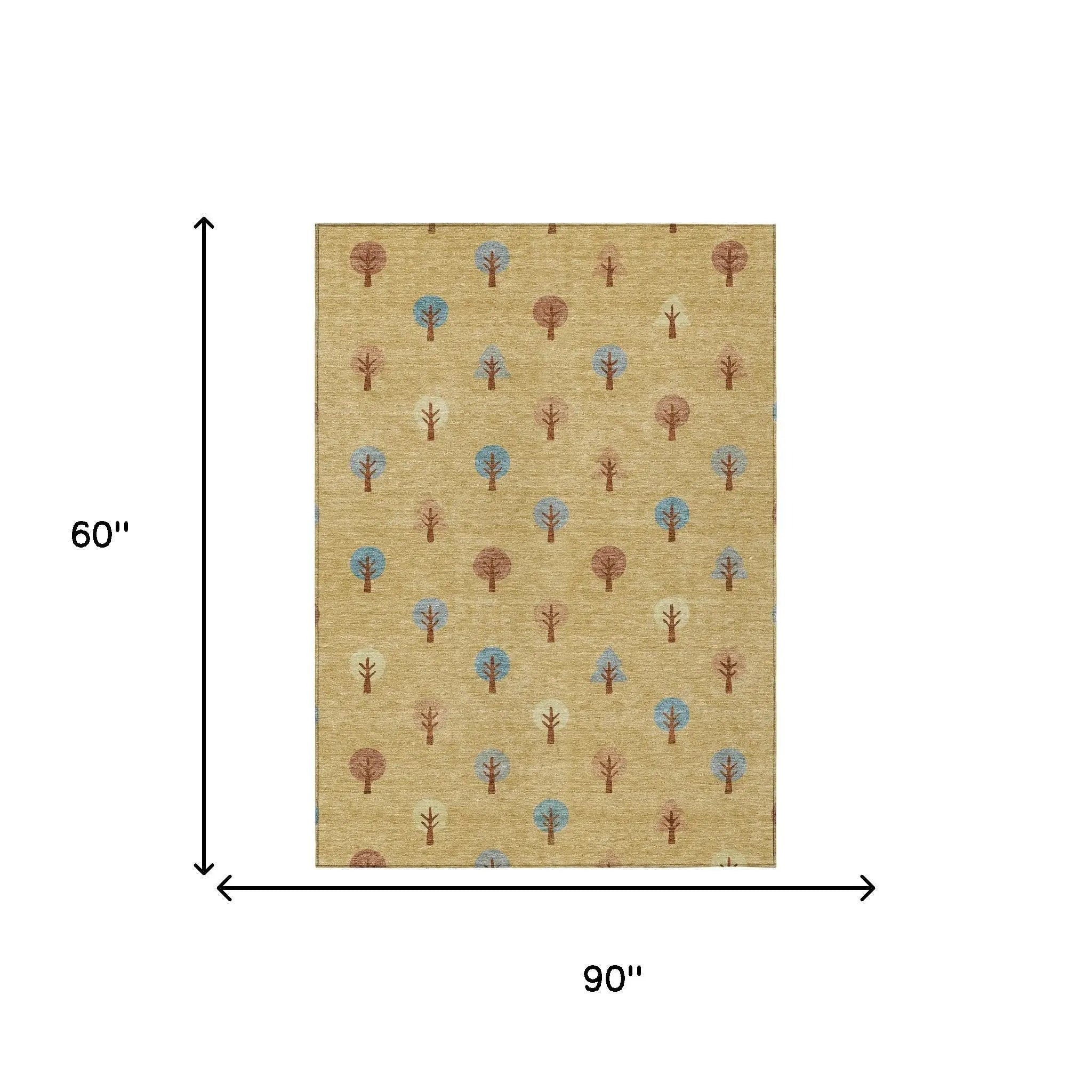 5' X 8' Gold And Orange Geometric Washable Indoor Outdoor Area Rug Homeroots Outdoor