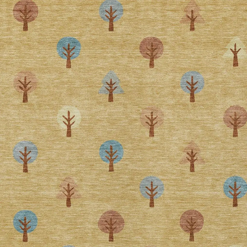 5' X 8' Gold And Orange Geometric Washable Indoor Outdoor Area Rug Homeroots Outdoor