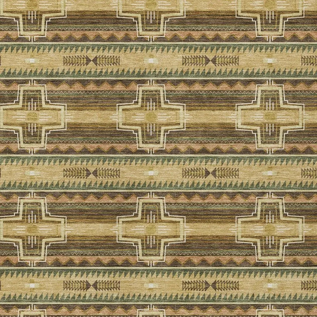 5' X 8' Gold And Red Tribal Washable Indoor Outdoor Area Rug Homeroots Outdoor