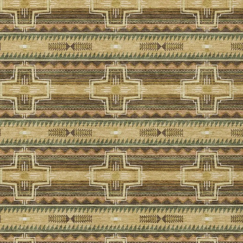 5' X 8' Gold And Red Tribal Washable Indoor Outdoor Area Rug Homeroots Outdoor