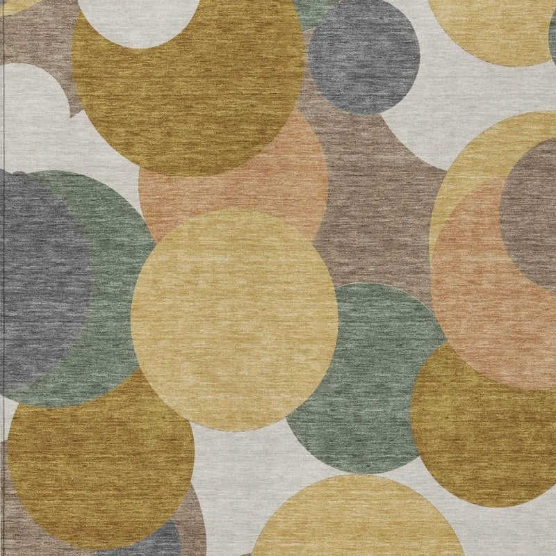 5' X 8' Gold And Walnut Geometric Washable Indoor Outdoor Area Rug Homeroots Outdoor